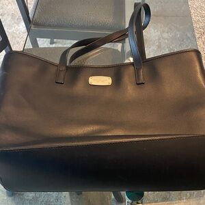 Michael Kors Black Leather Bag with Gold Accents Tote